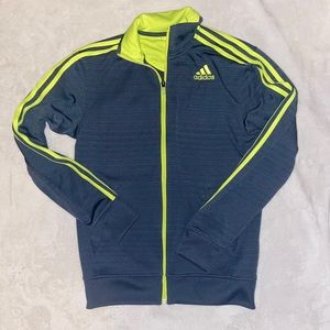 Adidas gray and green zip up sweatshirt coat men